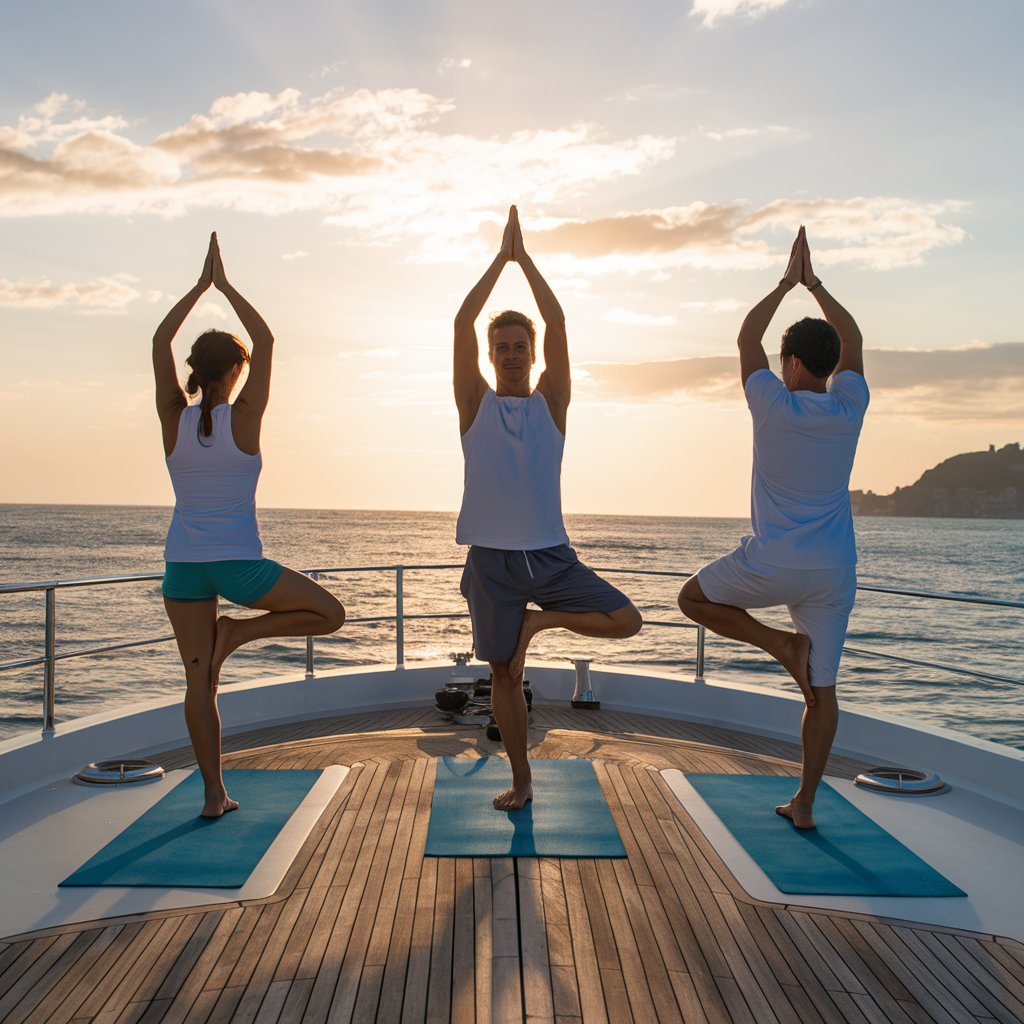 Yoga on a themed charter