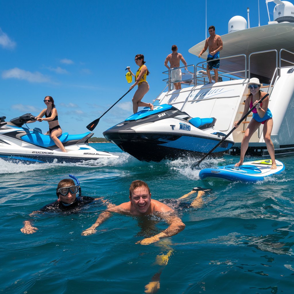 Guests Enjoying activities on yacht