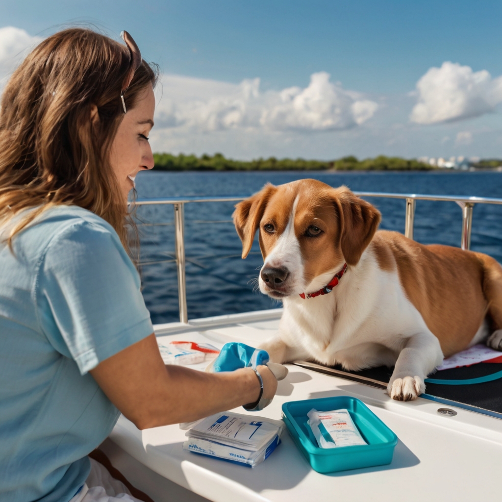 Pet and 1st aid kit on yacht