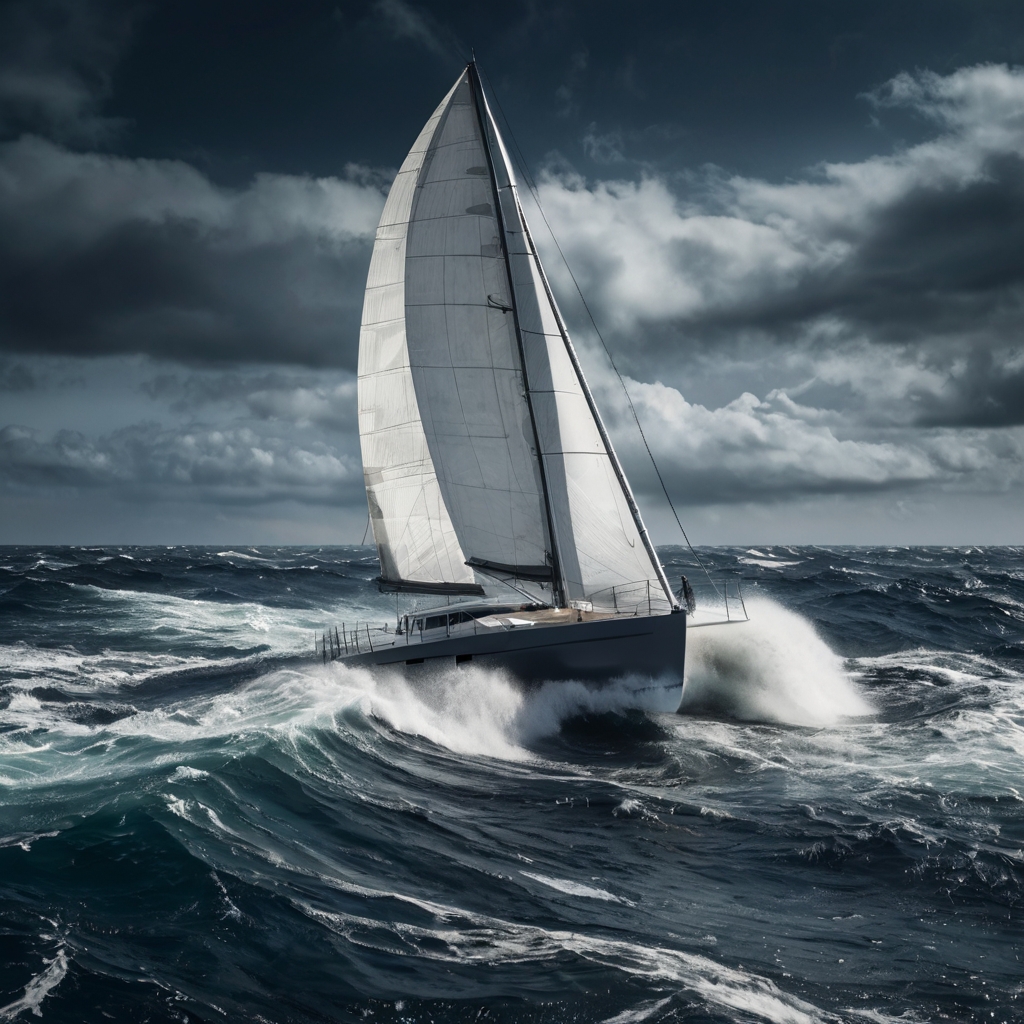 Sailing Boat out in the opened ocean
