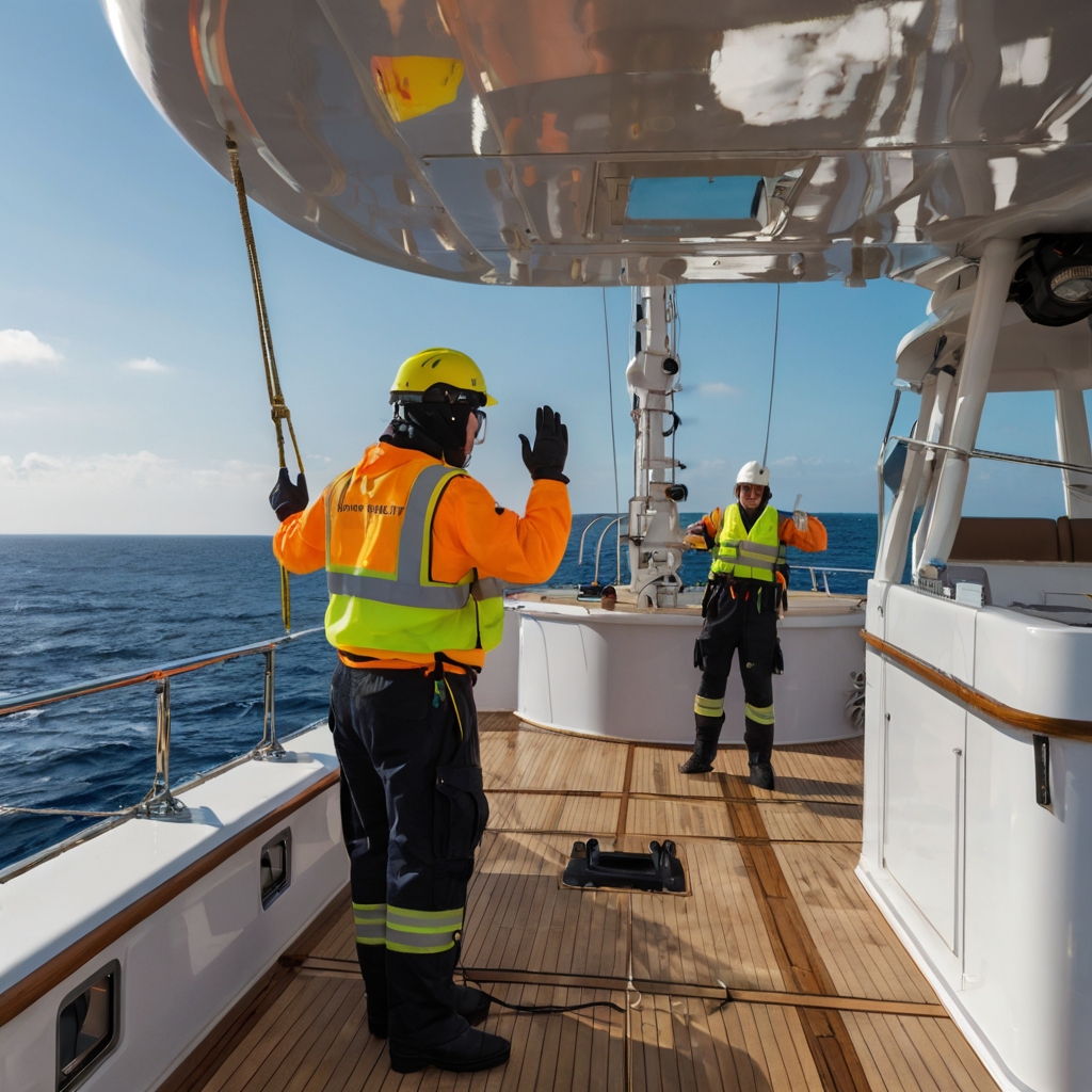 Crew engaged in safety drills
