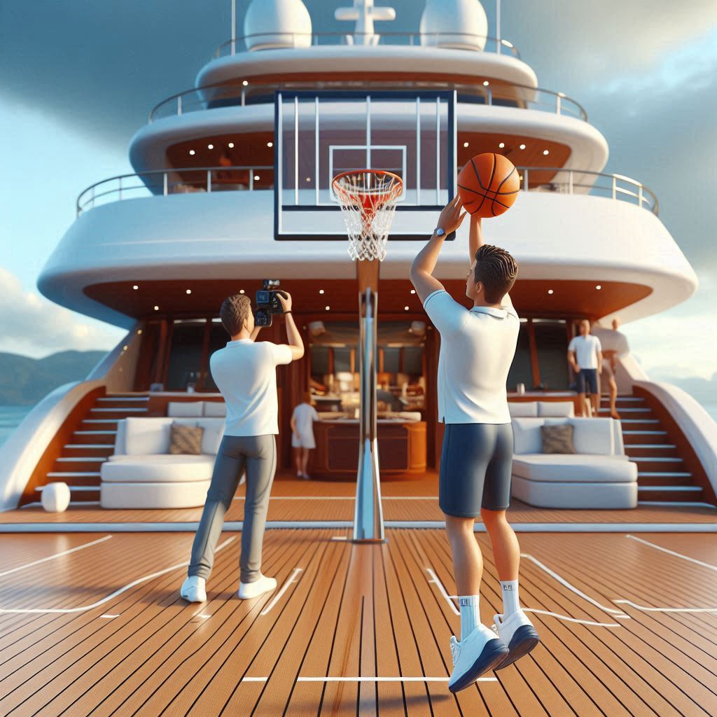 Social Media Influencer playing Ball on yacht