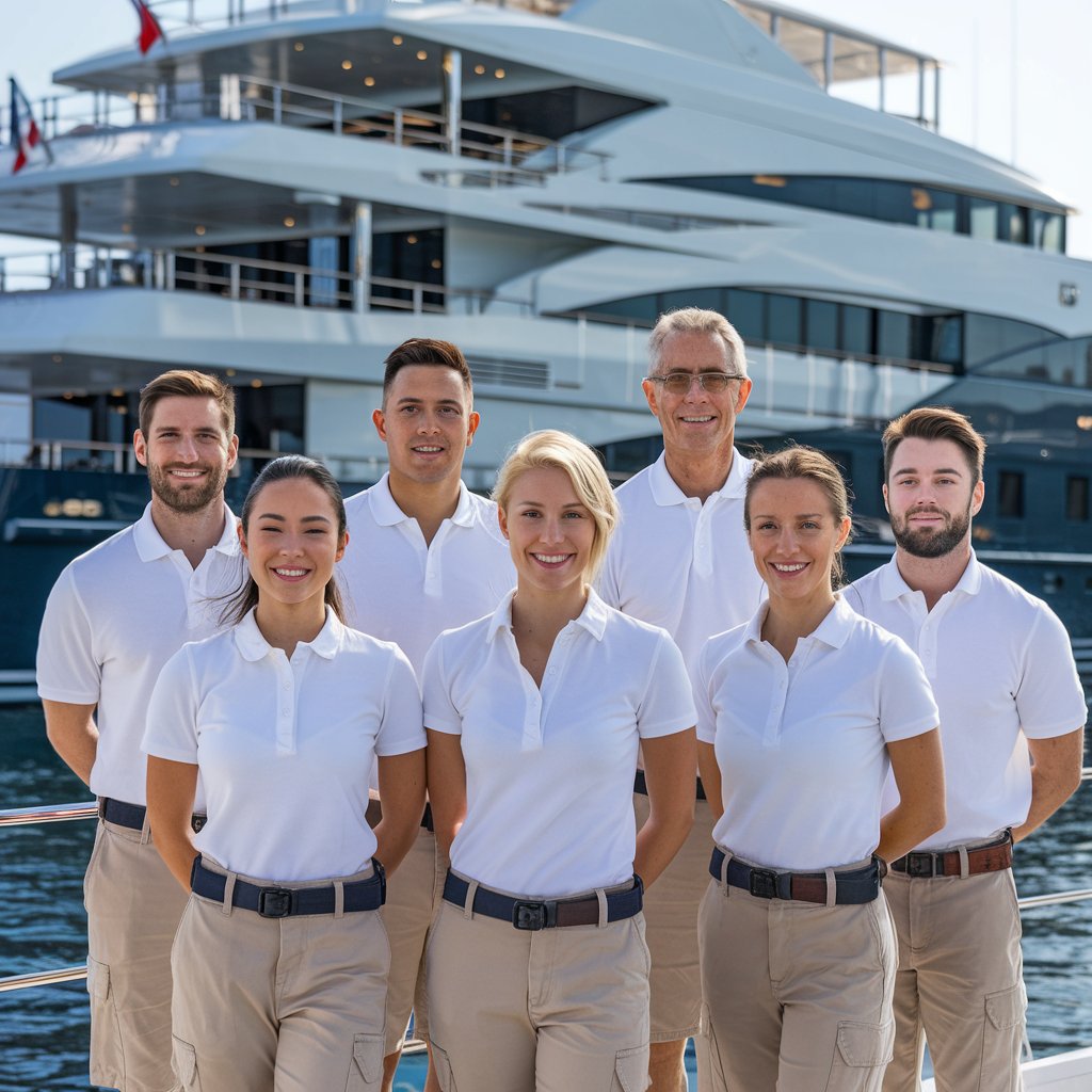 A confident yacht crew