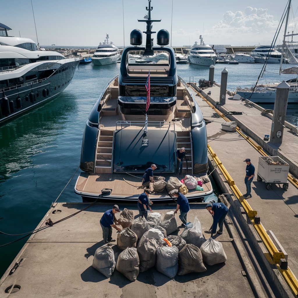 Yacht Disposing Garbage